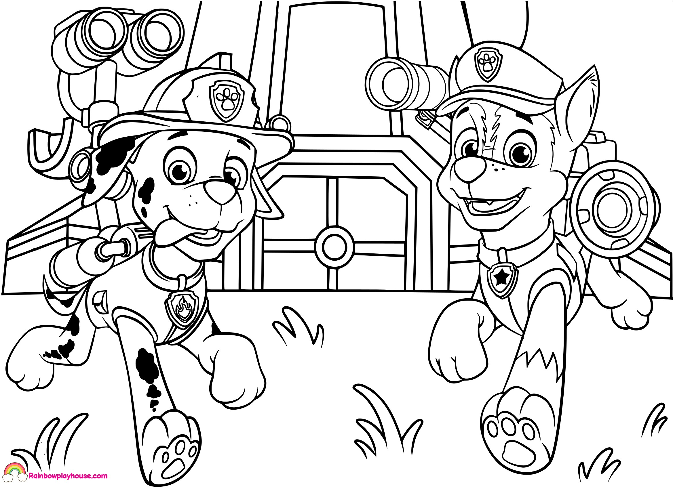 Marshall Paw Patrol Coloring Page Chase From Paw Patrol Coloring Pages