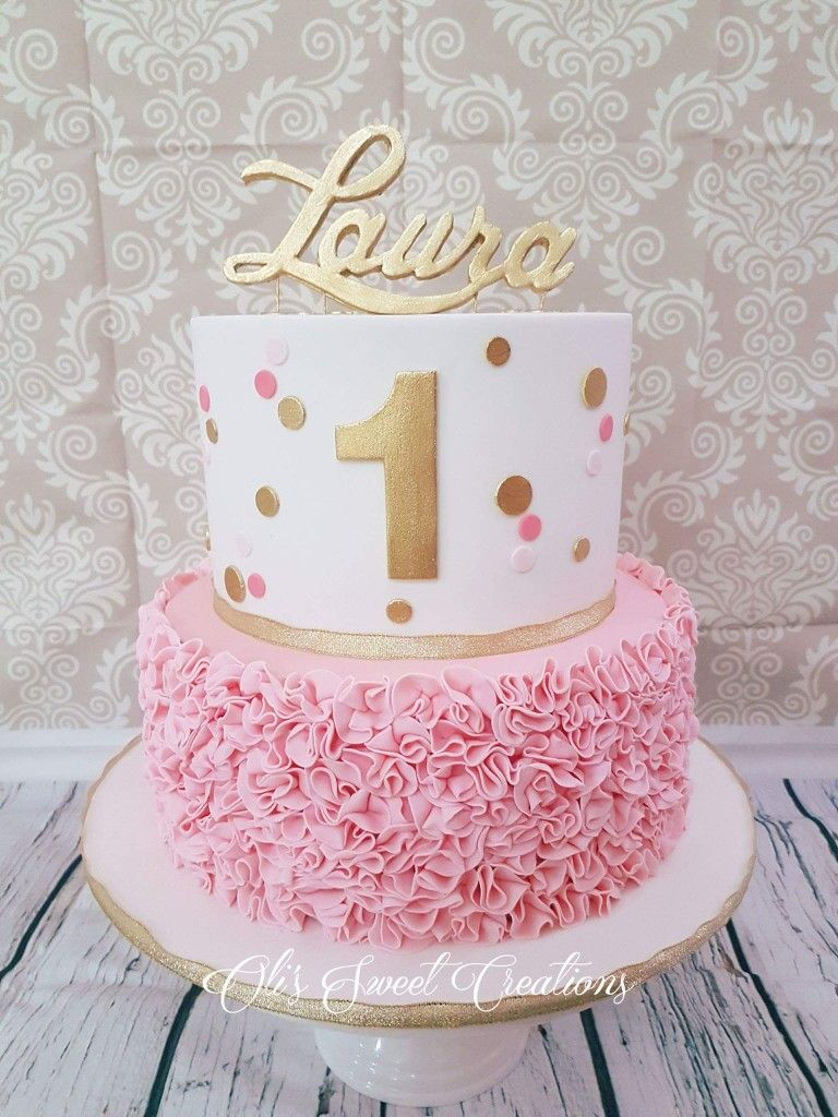 1St Birthday Cake Girl First Birthday Cake With Pink And Gold Theme Birthdays