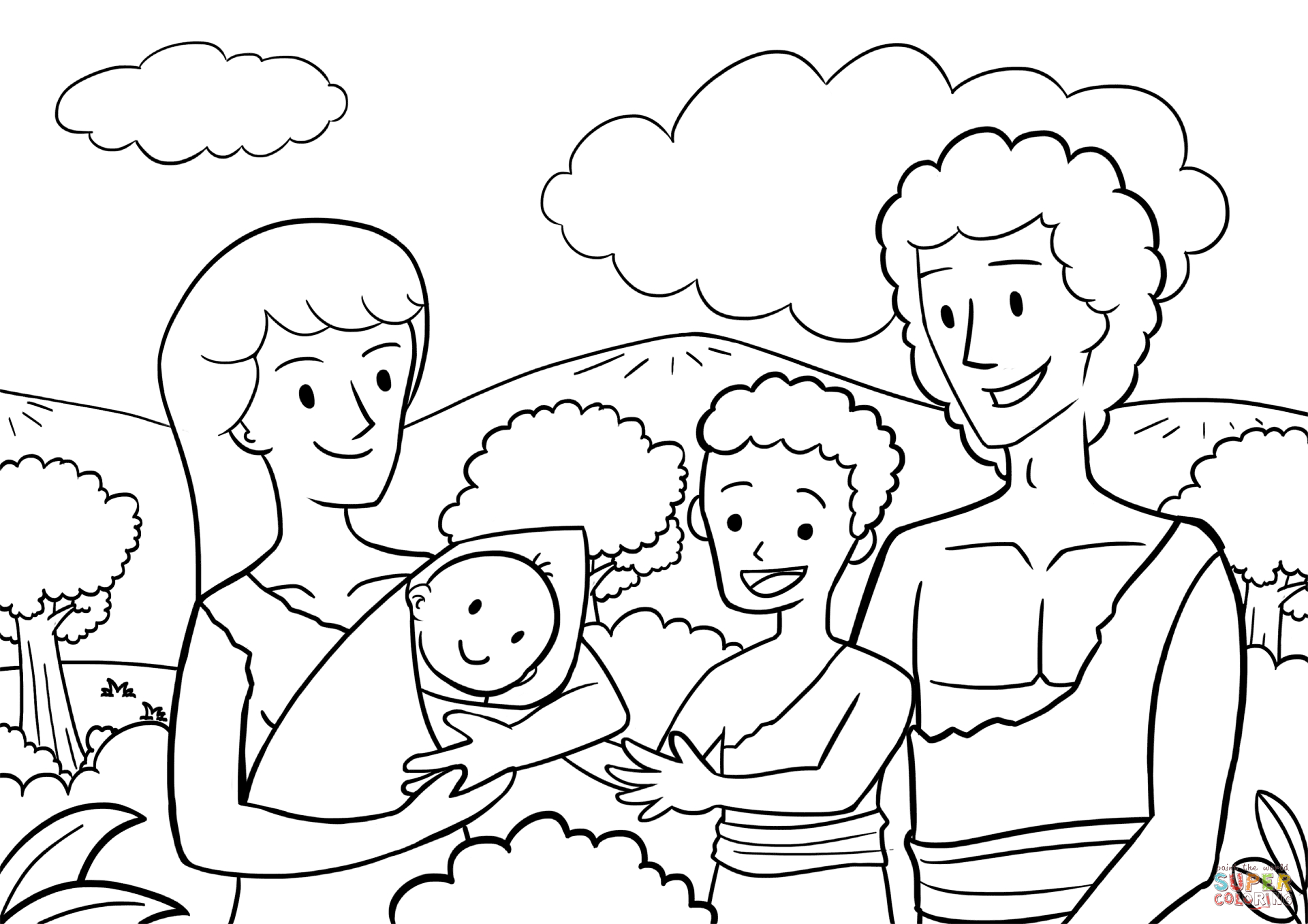Adam And Eve Coloring Pages First Children Of Adam And Eve Coloring