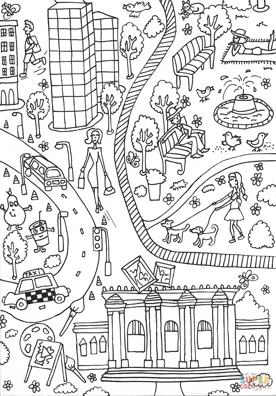 Art Coloring Pages Central Park And Metropolitan Museum Of Art Coloring ...