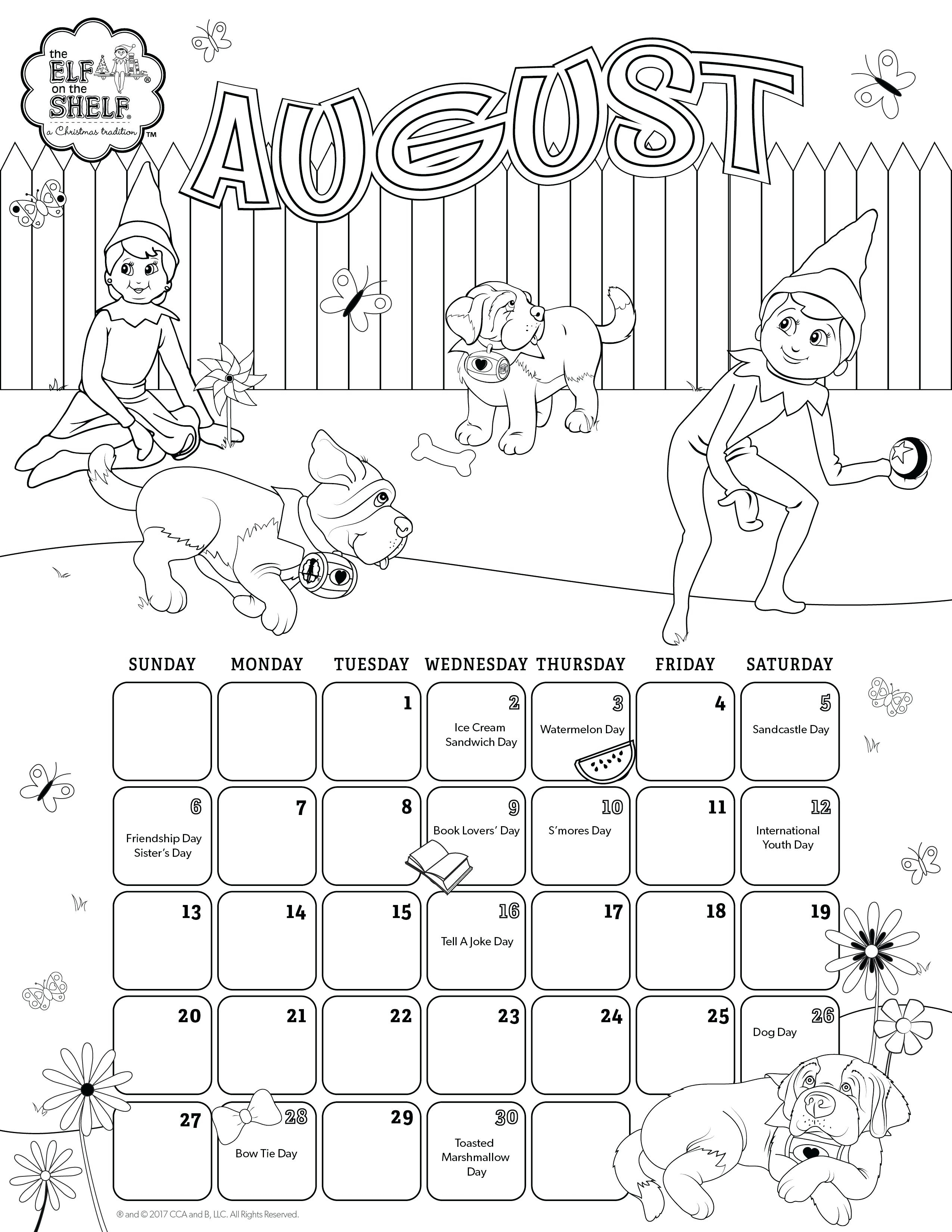 August Coloring Pages August Printable Calendar Coloring Pages For Kids