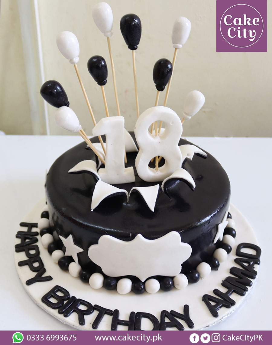 Black And White Birthday Cakes Black White Theme Birthday Cake Fondant Cakes In Lahore