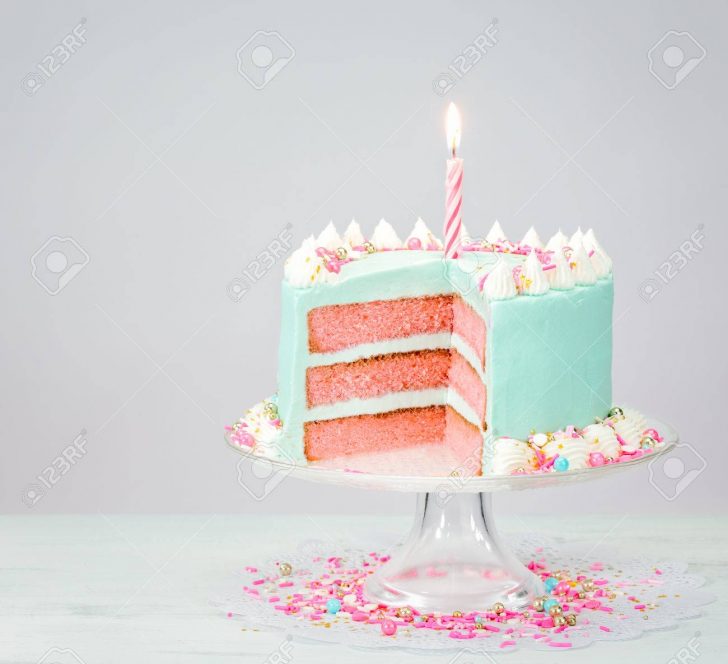 Blue Birthday Cakes Pastel Blue Birthday Cake Over White Background