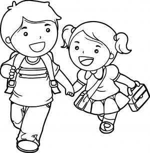 Boy And Girl Coloring Pages Boy And Girl Lets Go School Coloring Page ...