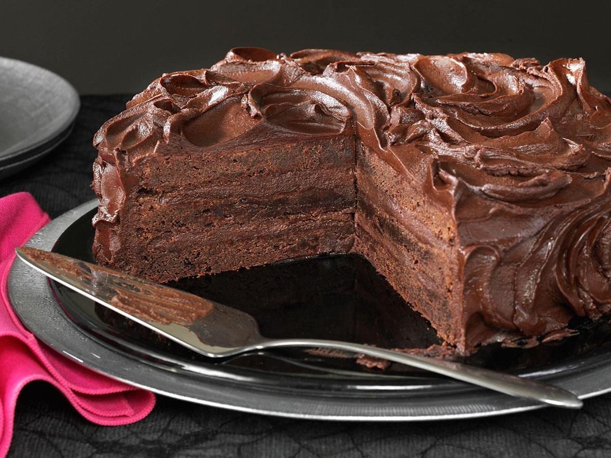 Brownie Birthday Cake Triple Layer Brownie Cake Recipe Taste Of Home