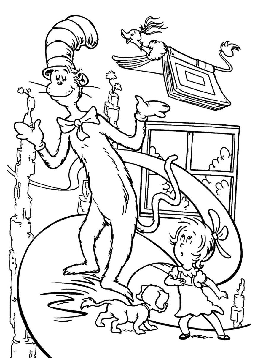 Cat In The Hat Coloring Page Cat And The Hat Coloring Pages Funny ...