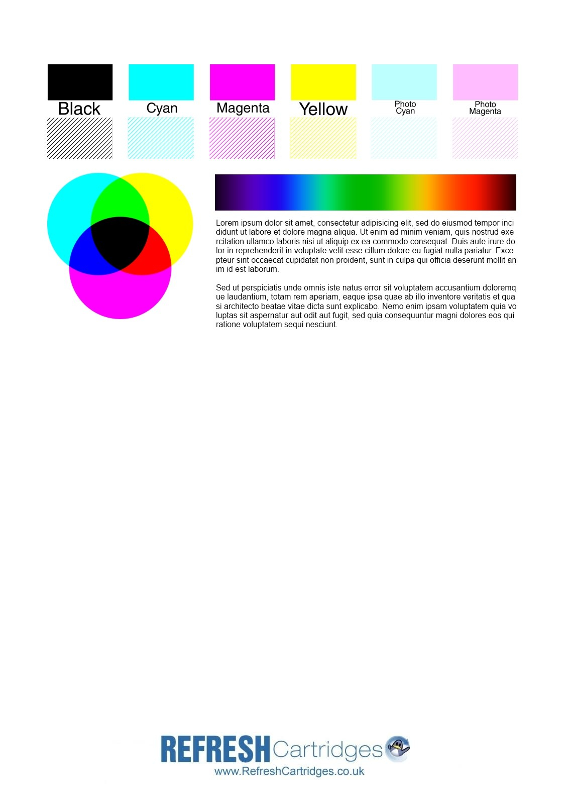 color laser printer test page