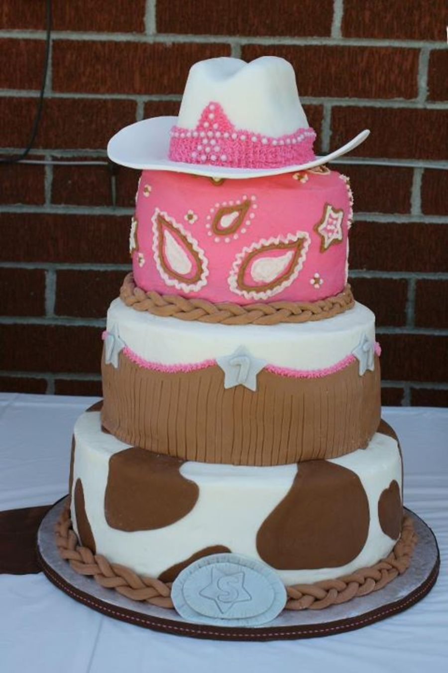 Cowgirl Birthday Cakes 3 Tier Cake With Buttercream Icing And Fondant Accents Cakes And