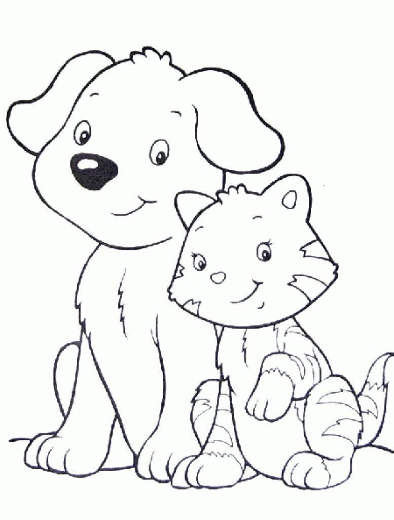 Dog And Cat Coloring Pages Dog And Cat Coloring Page Ftwap - birijus.com