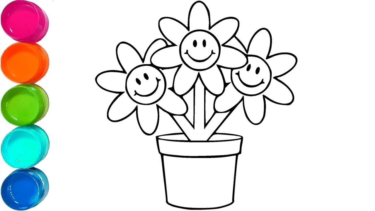 Elegant Photo of Flower Pot Coloring Page - birijus.com