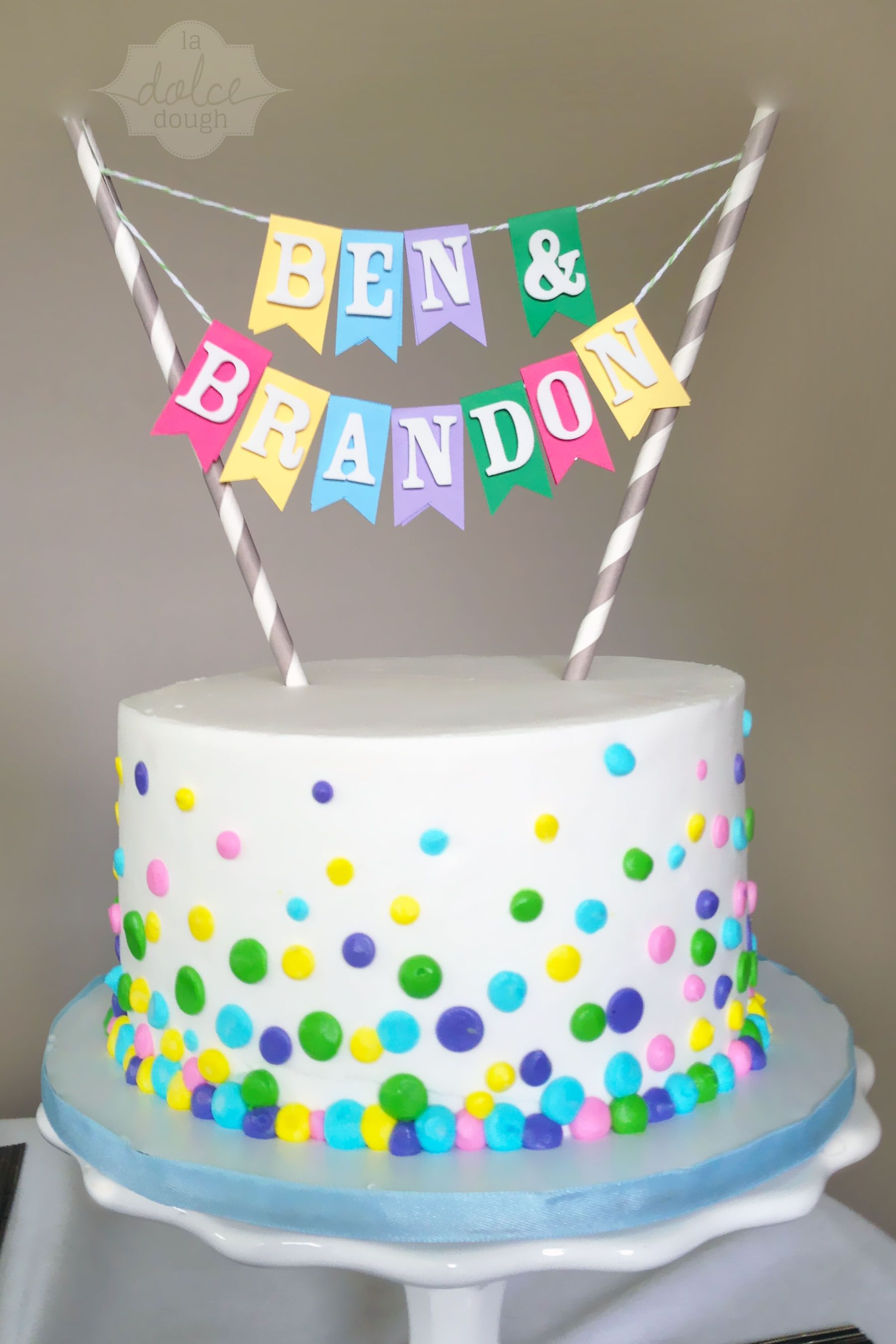 Happy Birthday Twins Cake Confetti Cake For A Twins Birthday Birthday Desserts Birthday