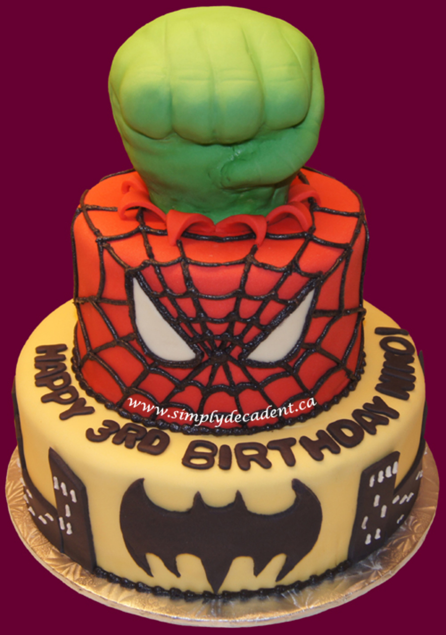 Hulk Birthday Cakes Superhero Birthday Cake Hulk Spiderman Amp Batman ...