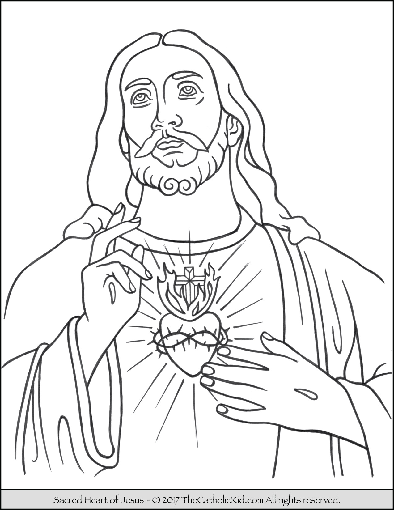 Jesus Coloring Page Sacred Heart Of Jesus Coloring Page Thecatholickid ...