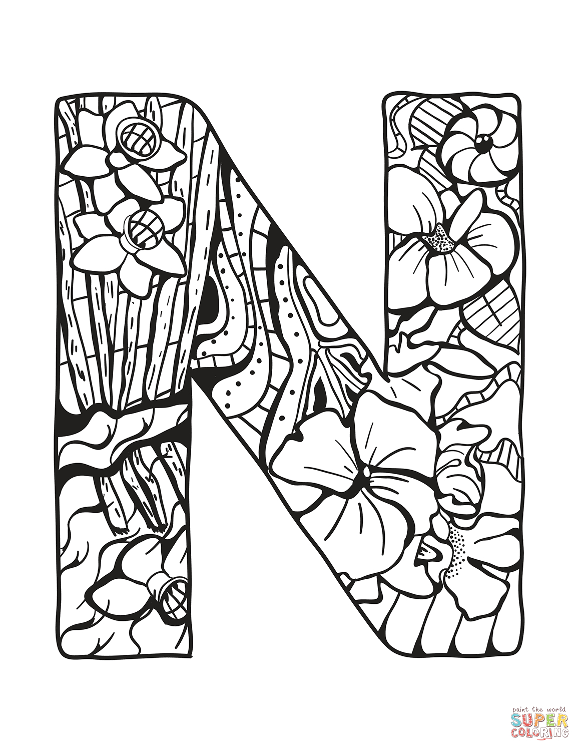 Download Alphabet Coloring Pages Letter N