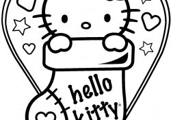 Sock Coloring Page Hello Kitty In Christmas Sock Coloring Page Free Printable