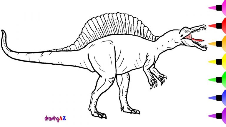 Spinosaurus Coloring Page How To Draw A Spinosaurus Dinosaur For ...