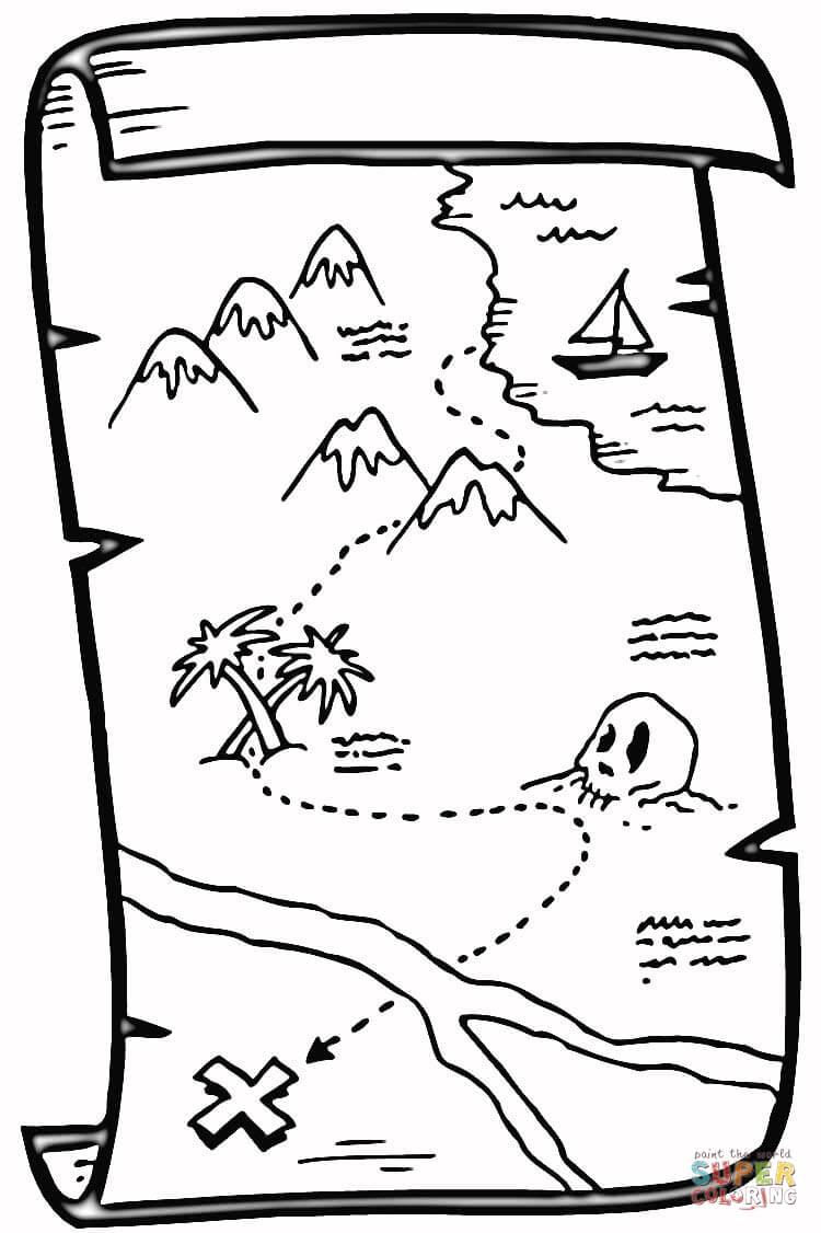 Treasure Map Coloring Pages Treasure Map Coloring Page Free Printable ...